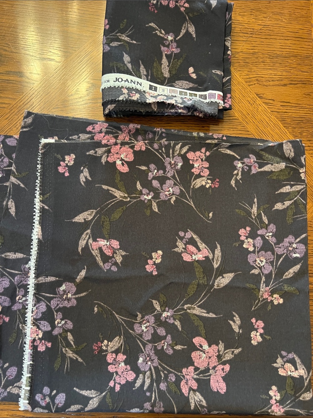 Purple floral Fabric 2 3/4 of a yard pieces Joann’s Fabric light weigh polyester